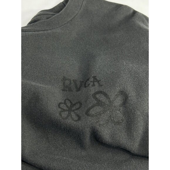 RVCA Crop Tee Sz S Faded Black Oversized Love Rainbow Graphic Embossed Cotton - Picture 9 of 10